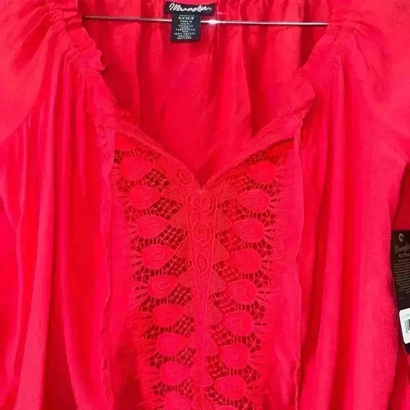 NWT! Wrangler Retro! Bohemian Blouse Top size Small in a beautiful Red design! - Picture 9 of 11